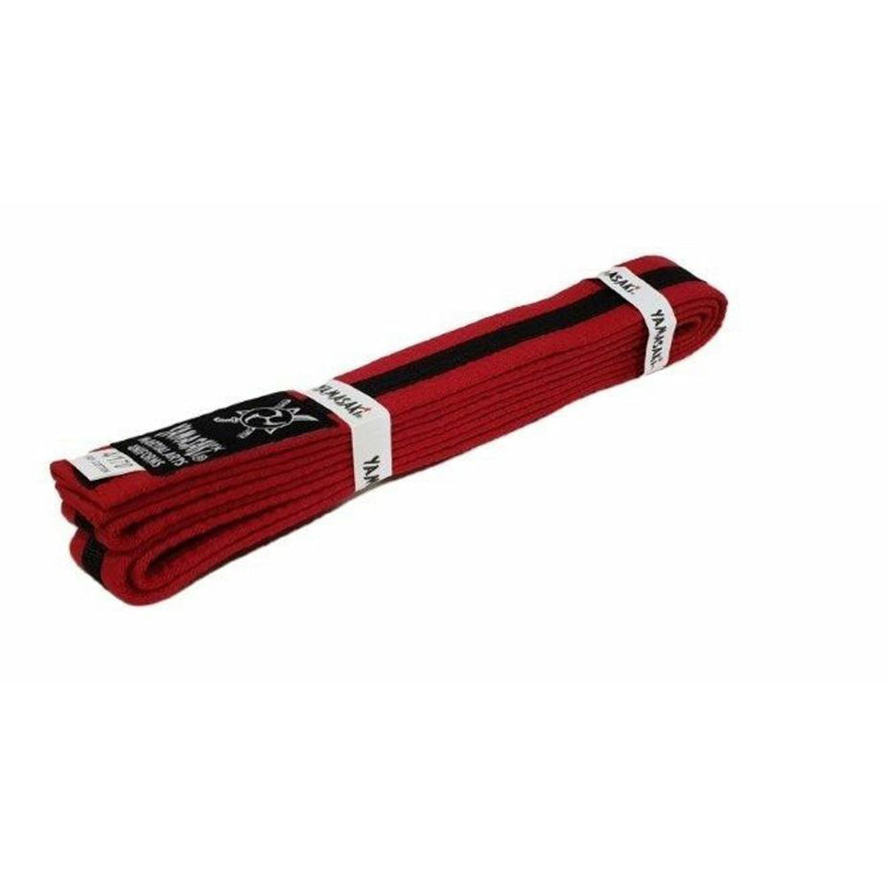 Yamasaki Coloured Martial Arts Belts w/ Black Stripe (Red)
