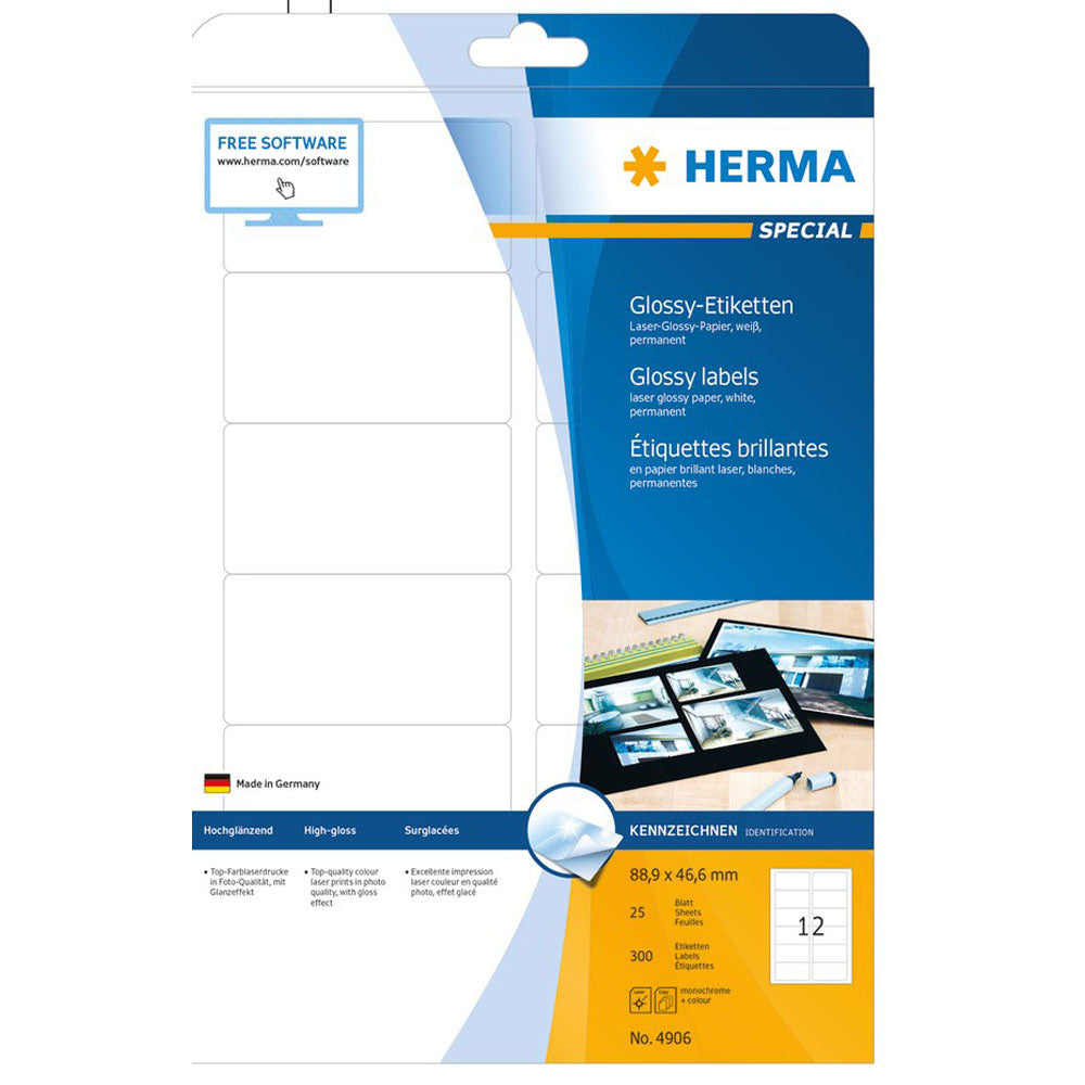 Herma Laser Glossy Labels A4 25pc(白)