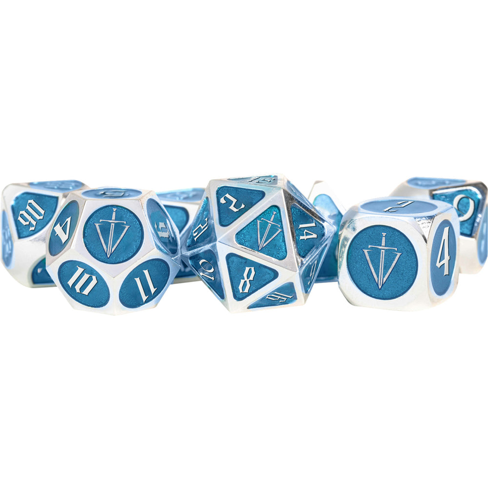 MDG Tales of the Valiant Metal Dice Set (Silver with Light Blue Enamel)