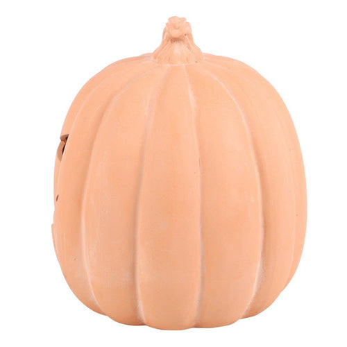 Orange Terracotta Pumpkin Ornament with Cut Out Face 22cm