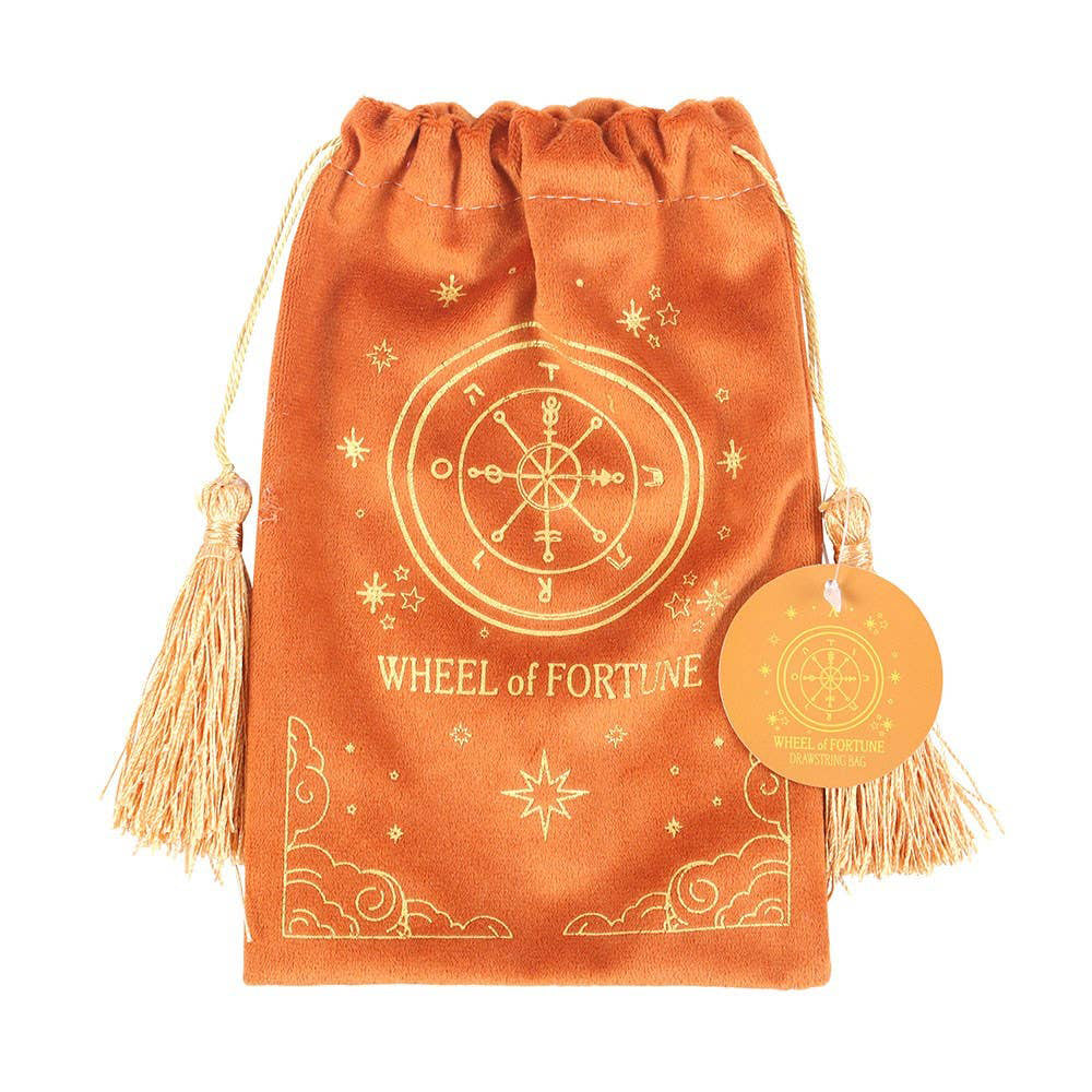 The Wheel of Fortune Vintage Tarot Velvet Drawstring Bag