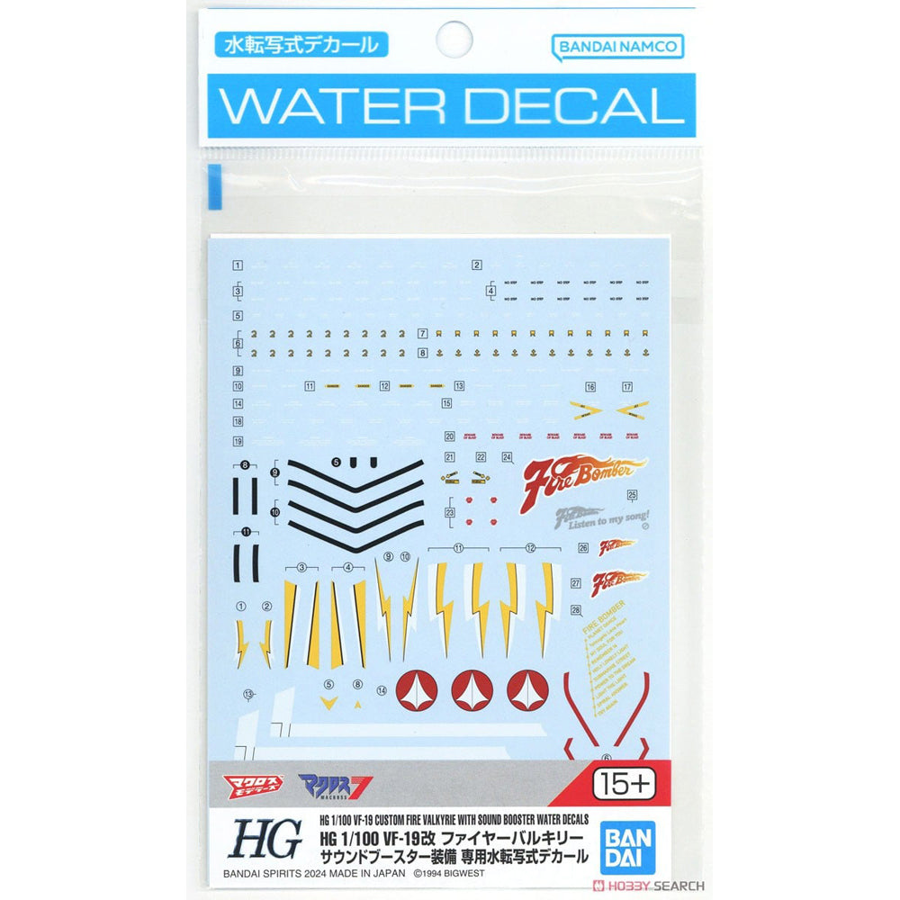 HG VF-19 Custom Fire Valkyrie with Sound Booster Water Decals 1/100