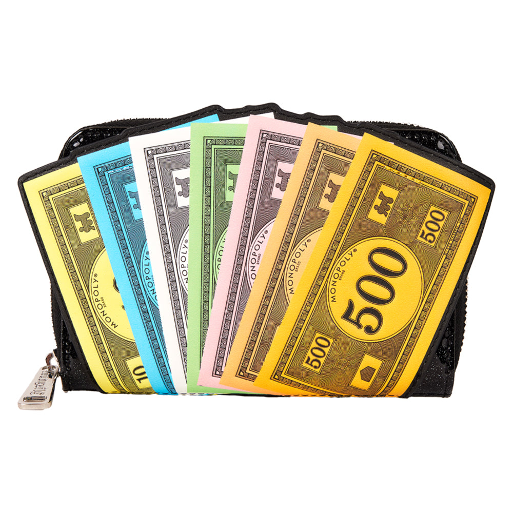 Monopoly 90th Money Glitter Zip Around Wallet